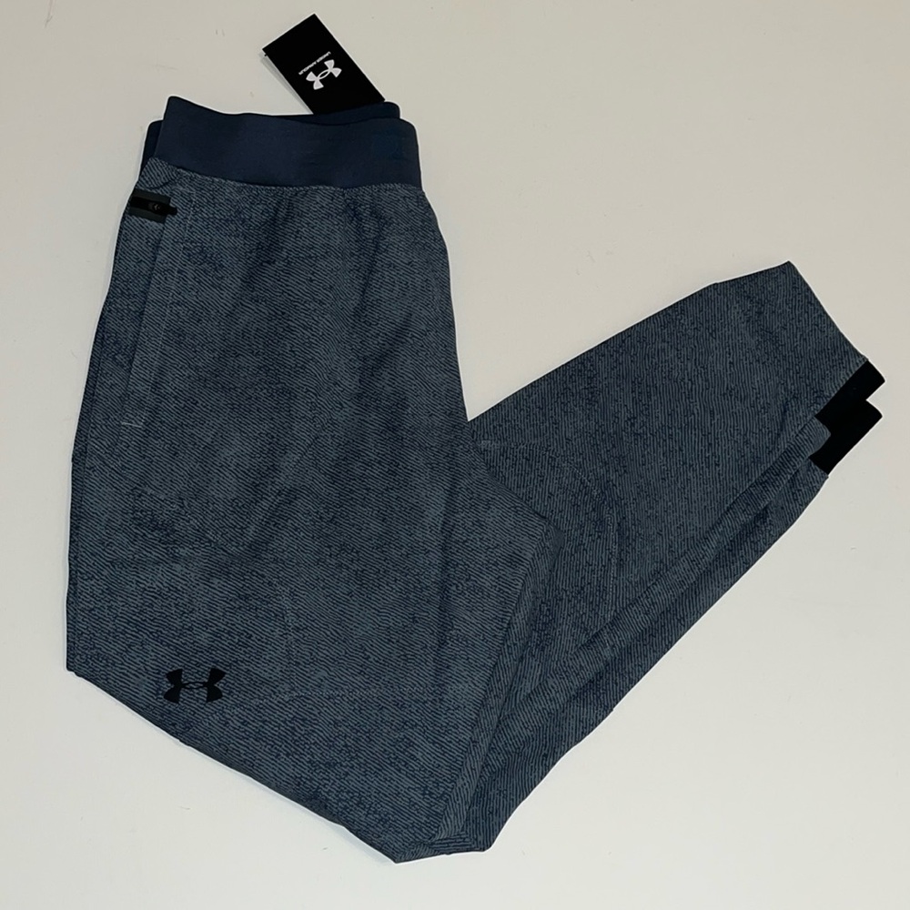 Unstoppable Joggers Under Armour Mens L  Pants Blue print Storm NWT  $100